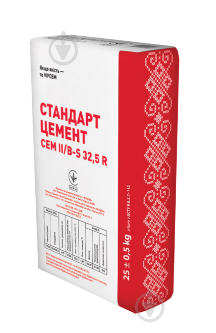 Цемент ВІПЦЕМ СЕМ ІІ/В-S 32,5 R 25кг тара портландцемент (ПОРТЛАНДЦЕМЕНТ З ШЛАКОМ ПЦ ІІ/ Б-Ш-400 (Н))